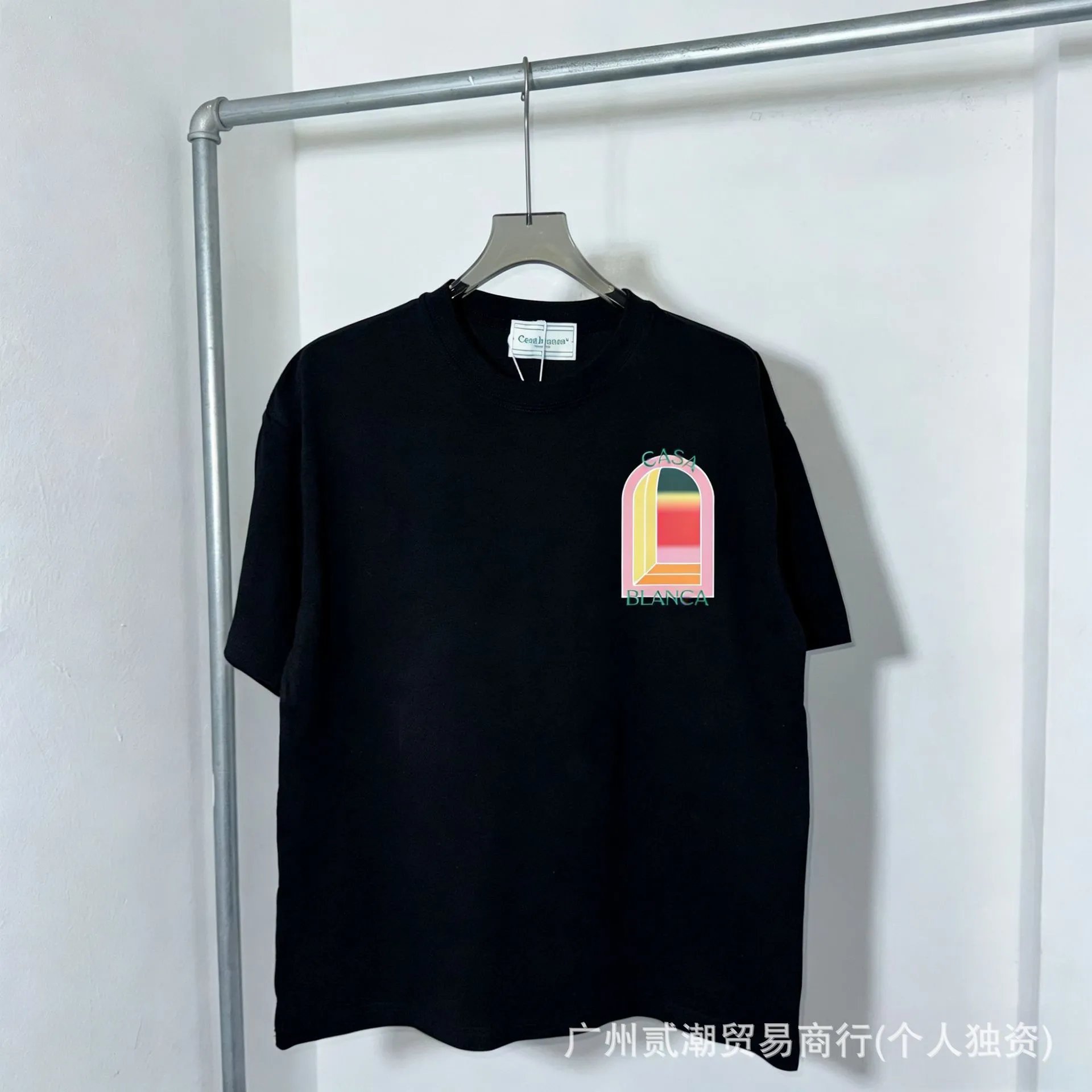 Casablanca T-Shirts Graphic-Print Crewneck — C-131 Black