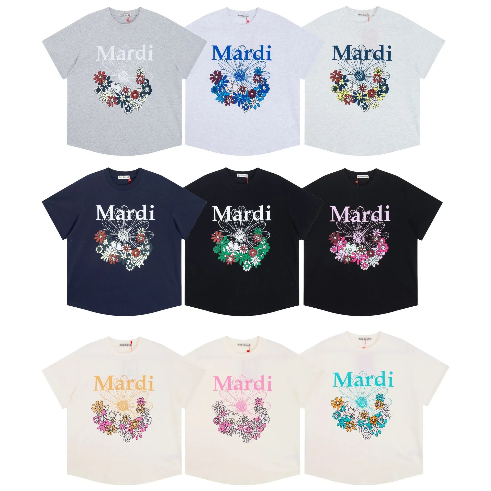 Mardi Mercredi Floral Print T-Shirt Gray - 3