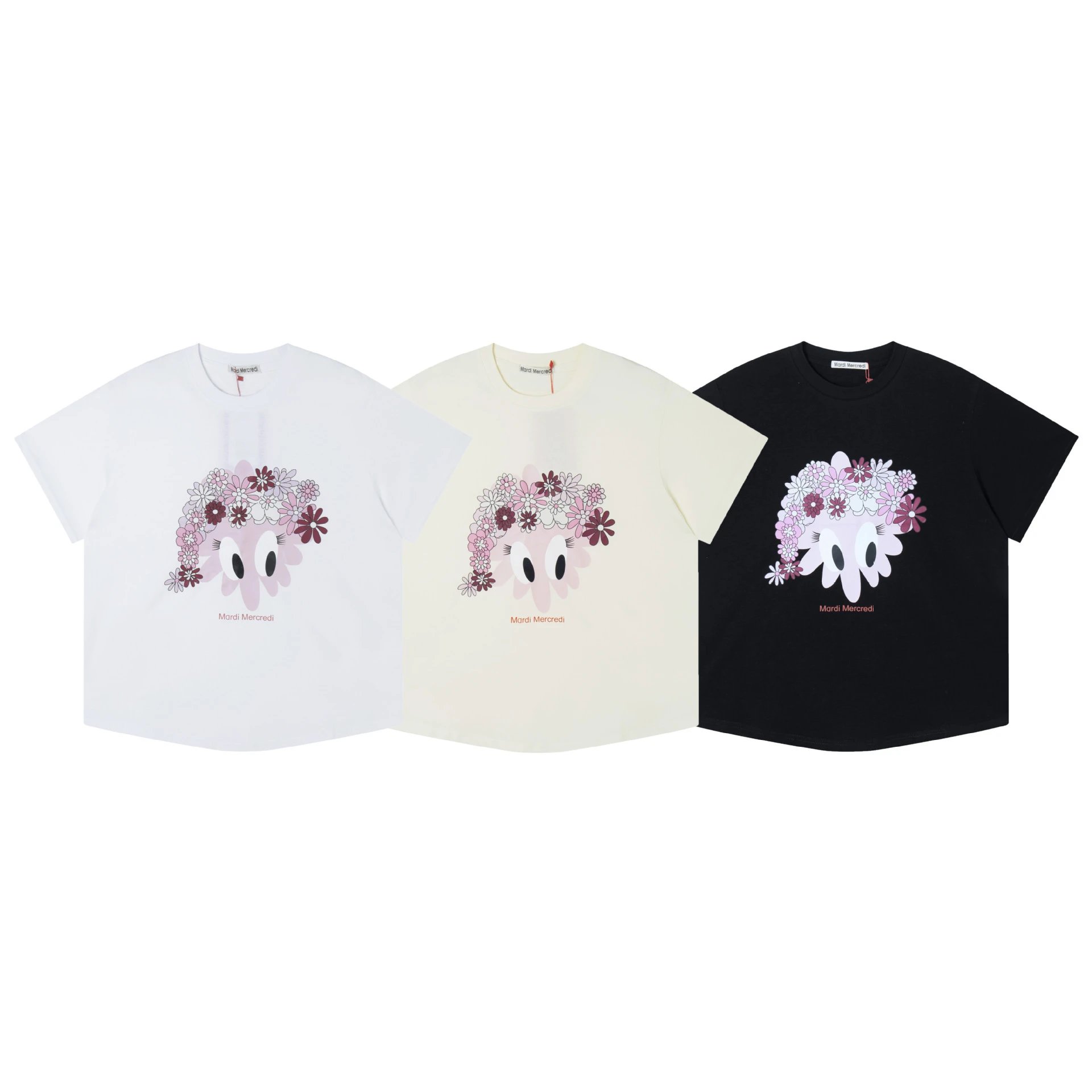 Mardi Mercredi Floral Print T-Shirt Gray - 7