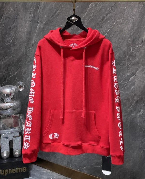 Chrome Hearts Hoodies & Sweatshirts Graphic Full-Zip Hooded Sweatshirt — Red 8806