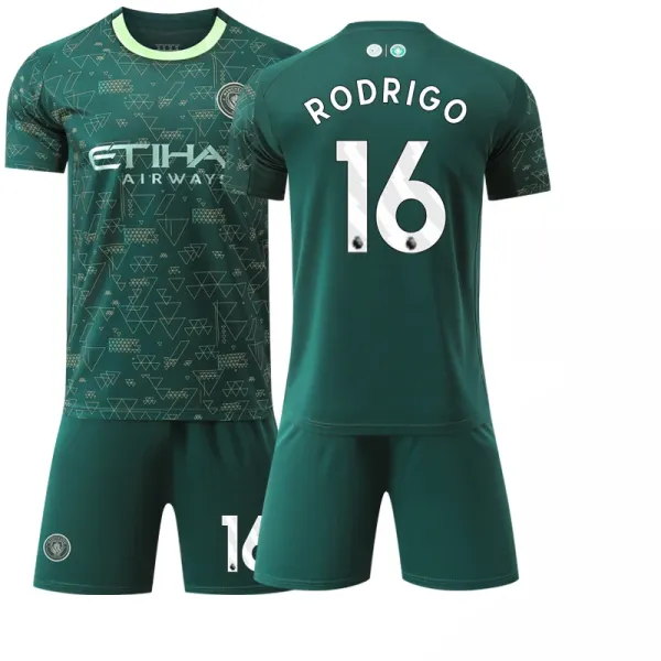 Manchester City FC 2023-24 Third Kit Green Rodriguez #16 Jersey Set - 1