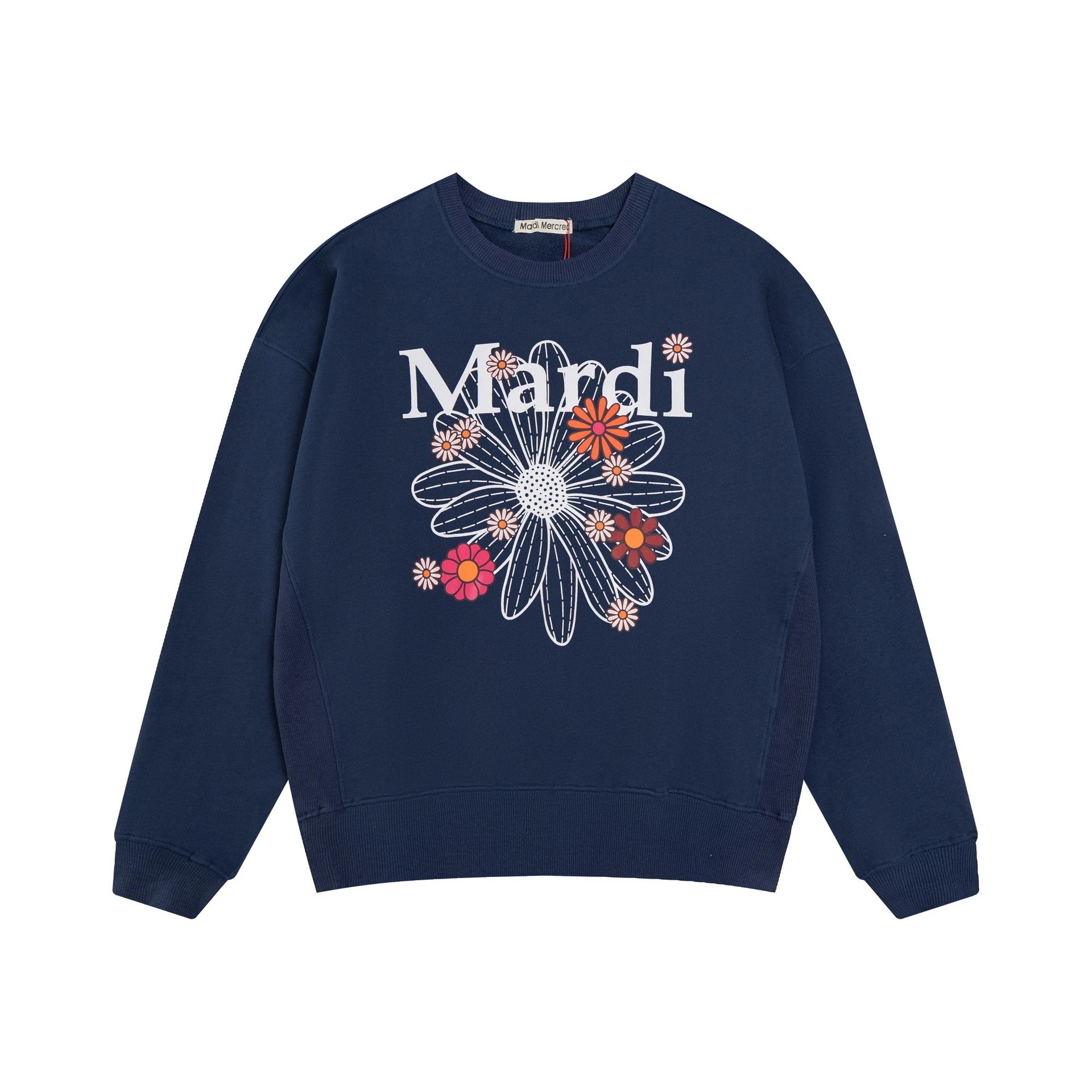 Mardi Mercredi Floral Print Crewneck Sweatshirt Gray Hoodie - 4