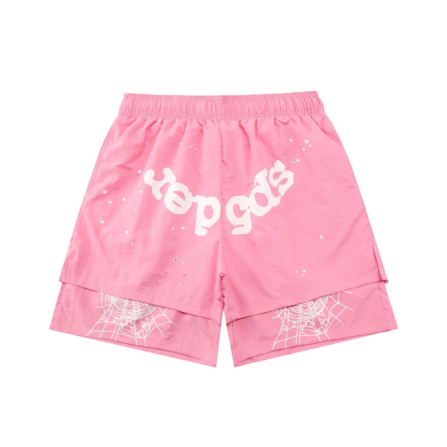 Design YOPGAS Spiderweb Print Red Layered Shorts - 8