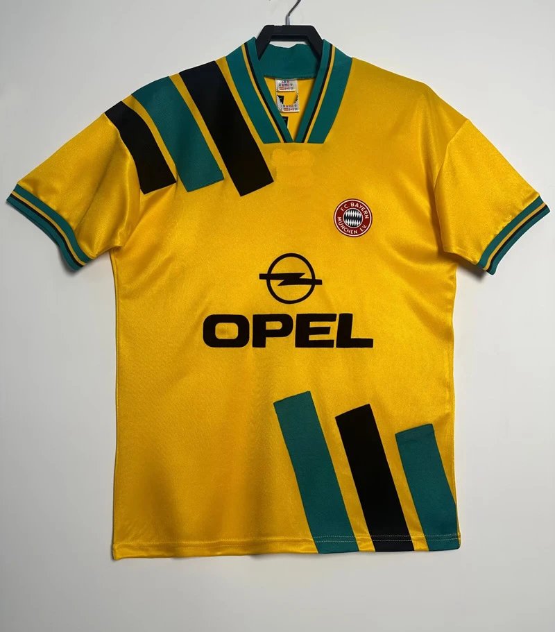 Design FC Bayern München 1993–94 Third Jersey Yellow Green Black Jersey - 30