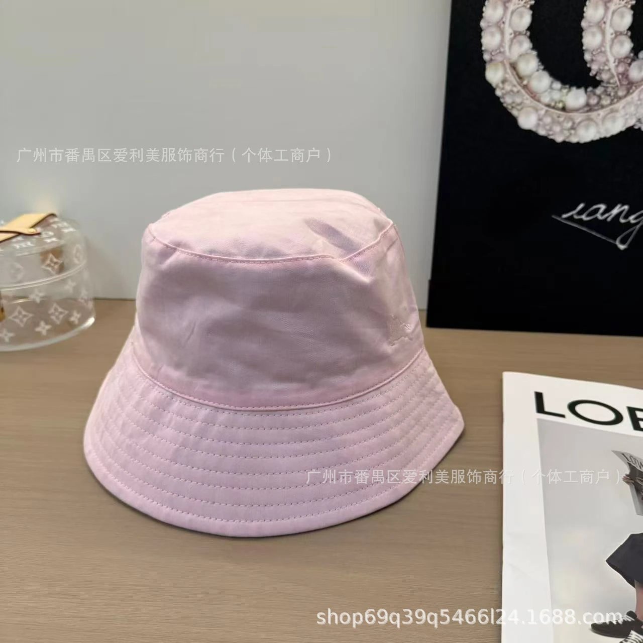 Design Bucket Hat Pink Cotton Canvas Hat - 21