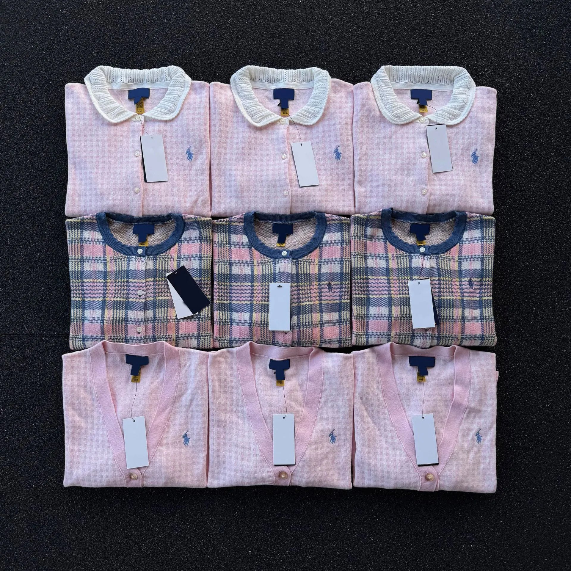 Design Gingham Check V-Neck Cardigan Pink - 9