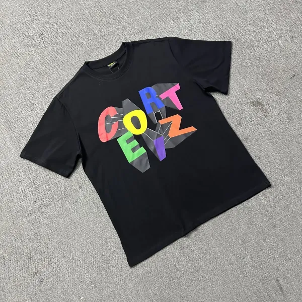 Corteiz Rainbow Logo Black T-Shirt - 1