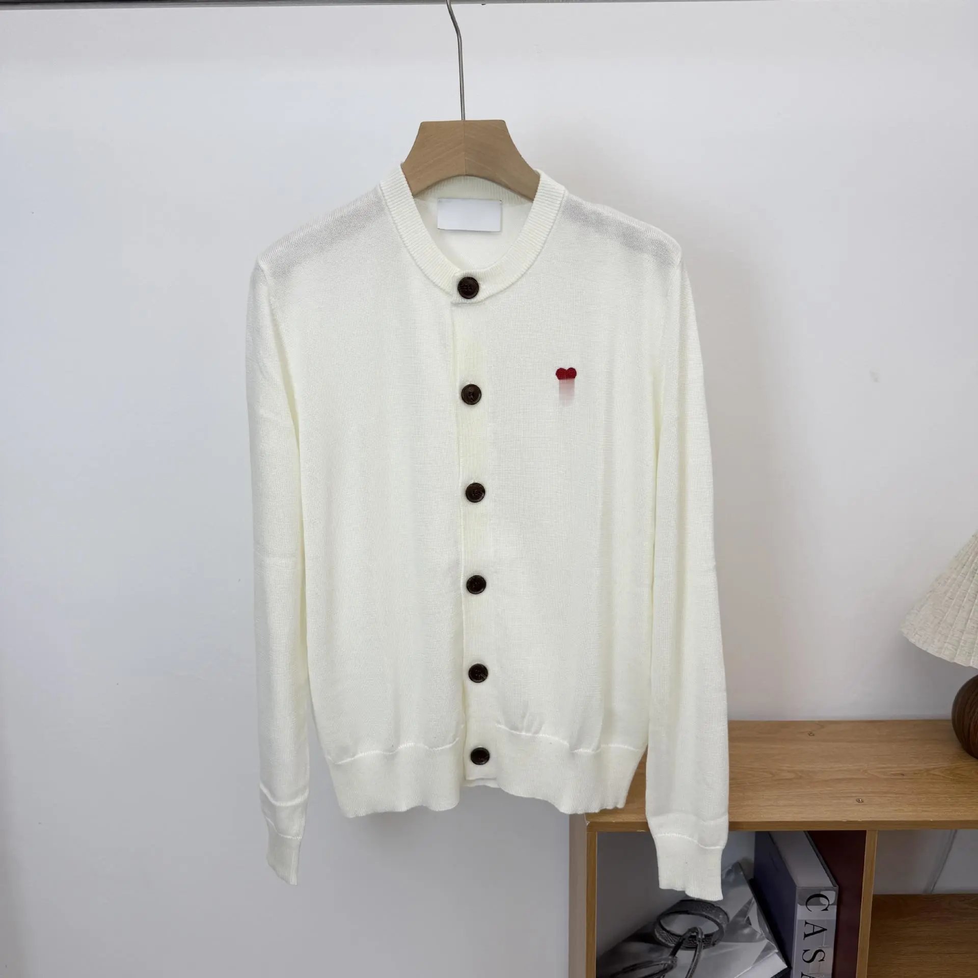 Design Knit Cardigan Beige Button-Front Cardigan - 8