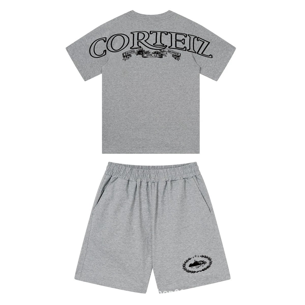 Corteiz Washed Gray Script Shorts - 44