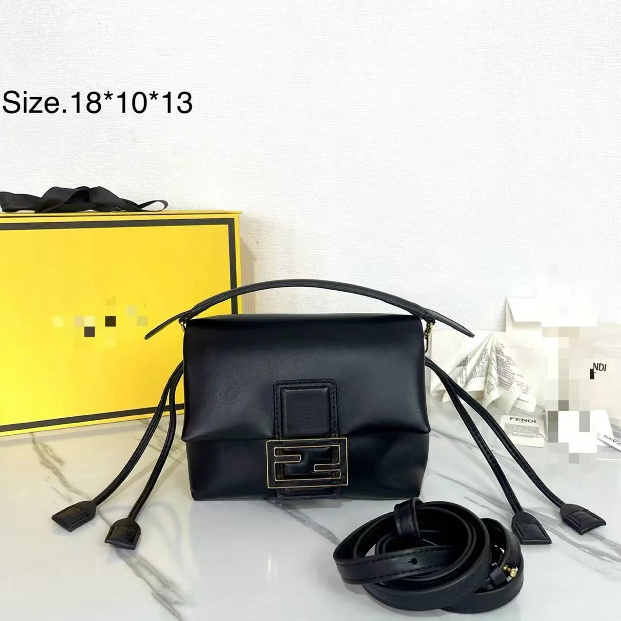 Fendi Fendigraphy Mini Bag Black Leather Shoulder Bag - 3