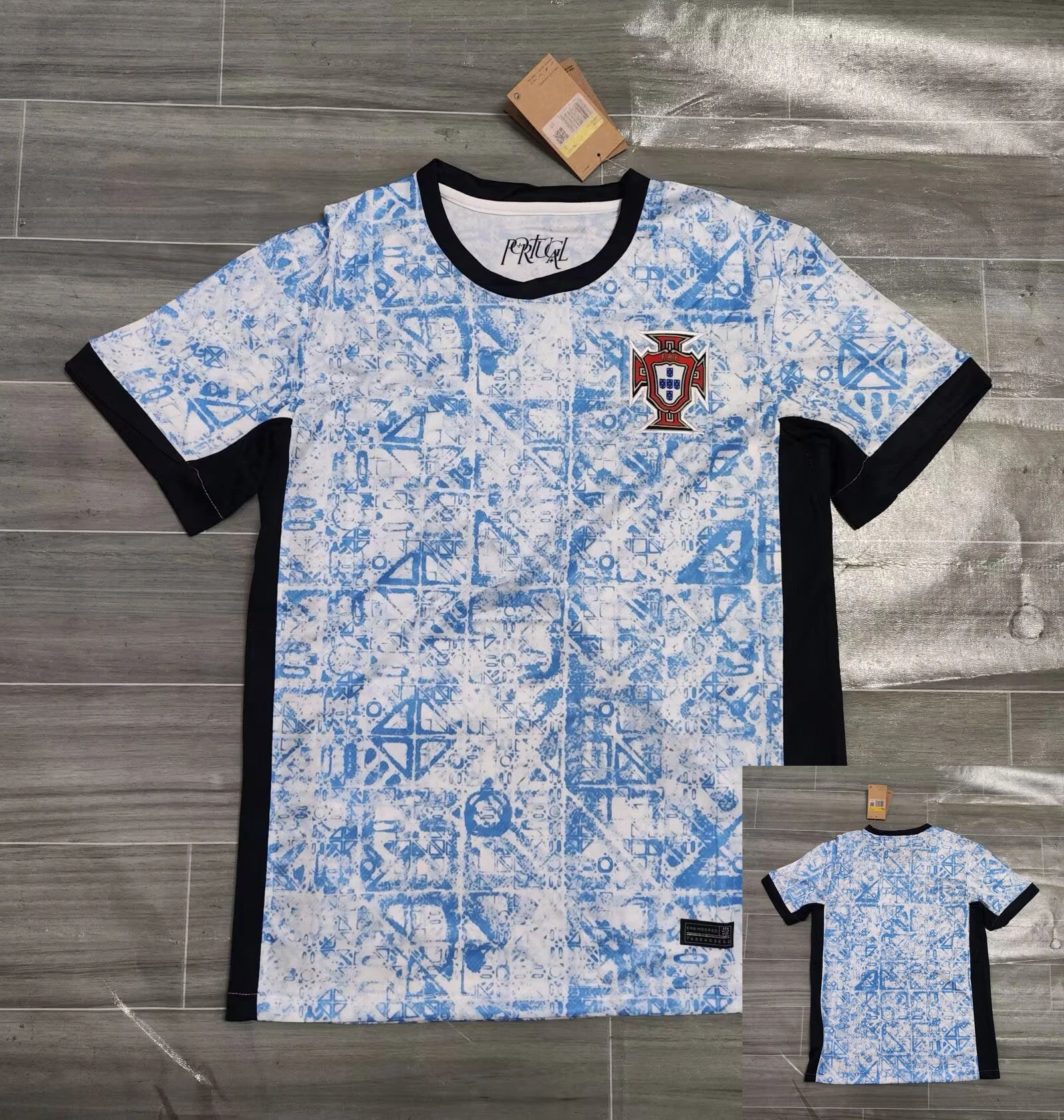Design Spain National Team Away Jersey Light Blue Patterned Football Jersey - 19