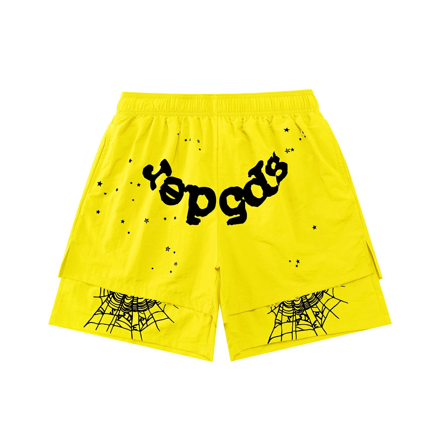 Design YOPGAS Spiderweb Print Red Layered Shorts - 4