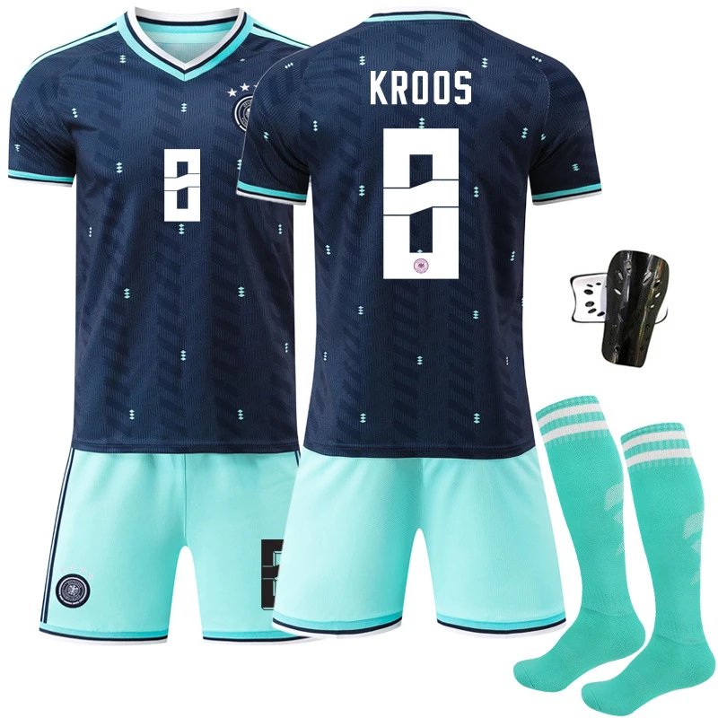 Design Germany National Team 2024 Away Kit Kroos #8 Navy & Mint Green Jersey Set Jersey - 6
