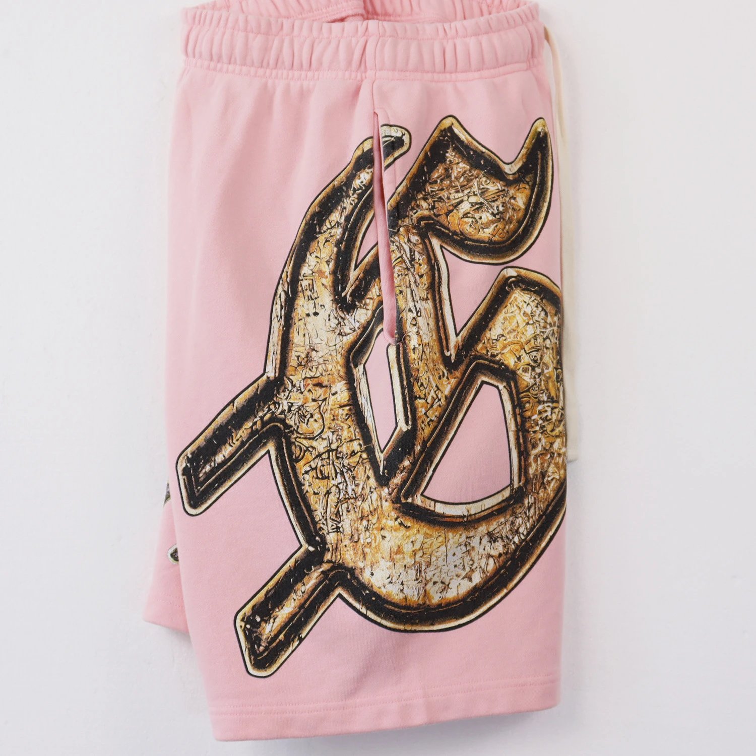 Design Tie-Dye Print Drawstring Shorts Black - 23
