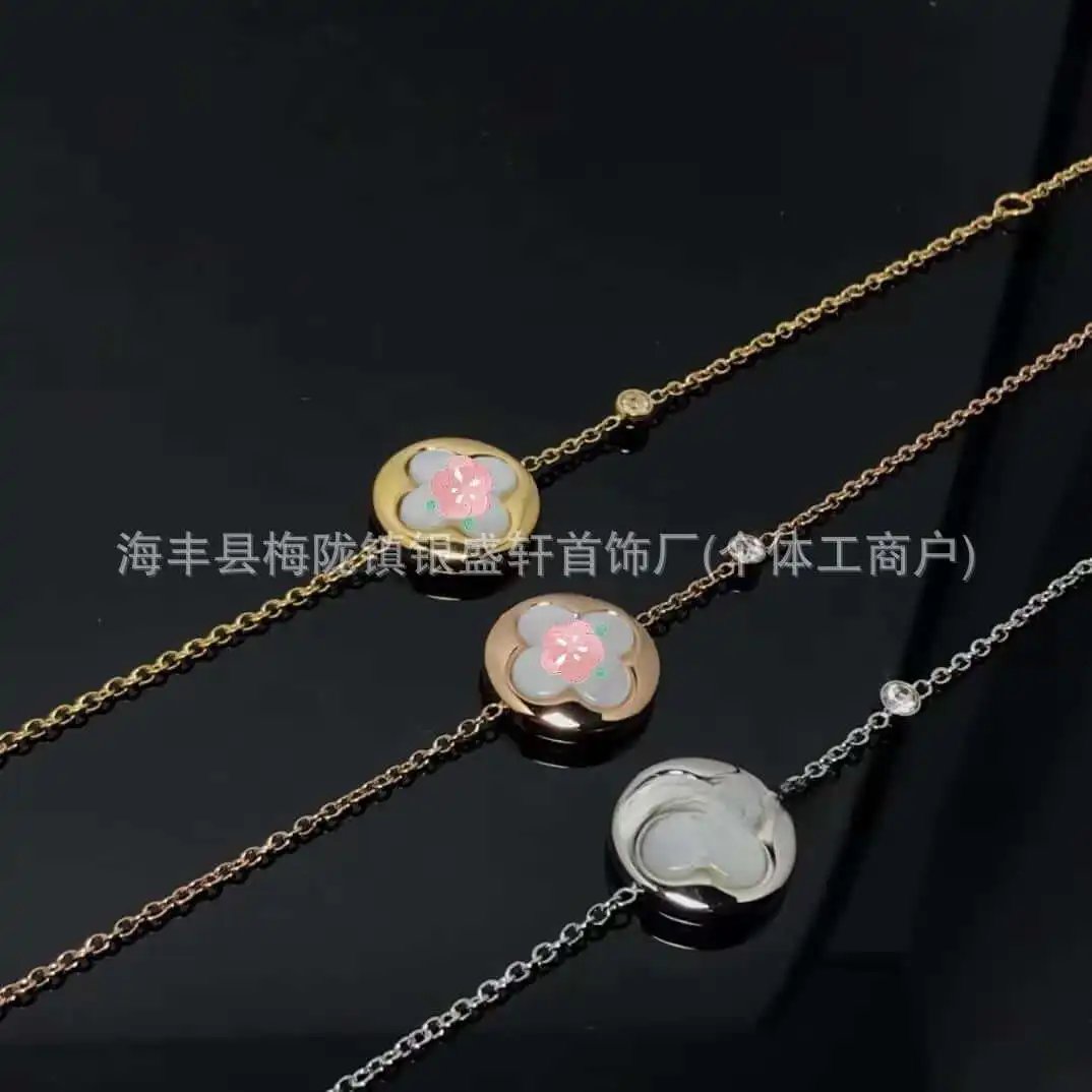 Design Floral Charm Chain Bracelet Rose Gold Pink Opal Jewelry - 7