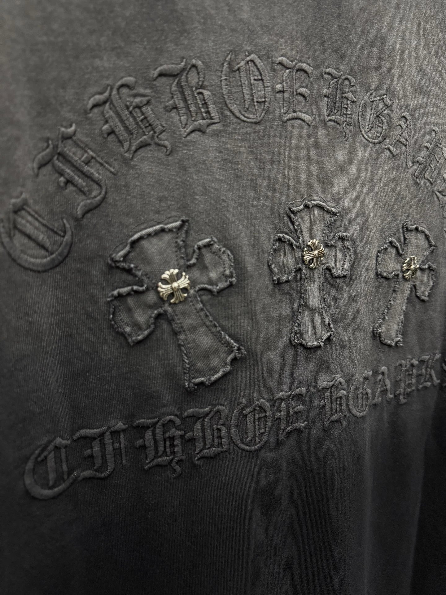 Chrome Hearts Embroidered Washed Black T-Shirt - 10
