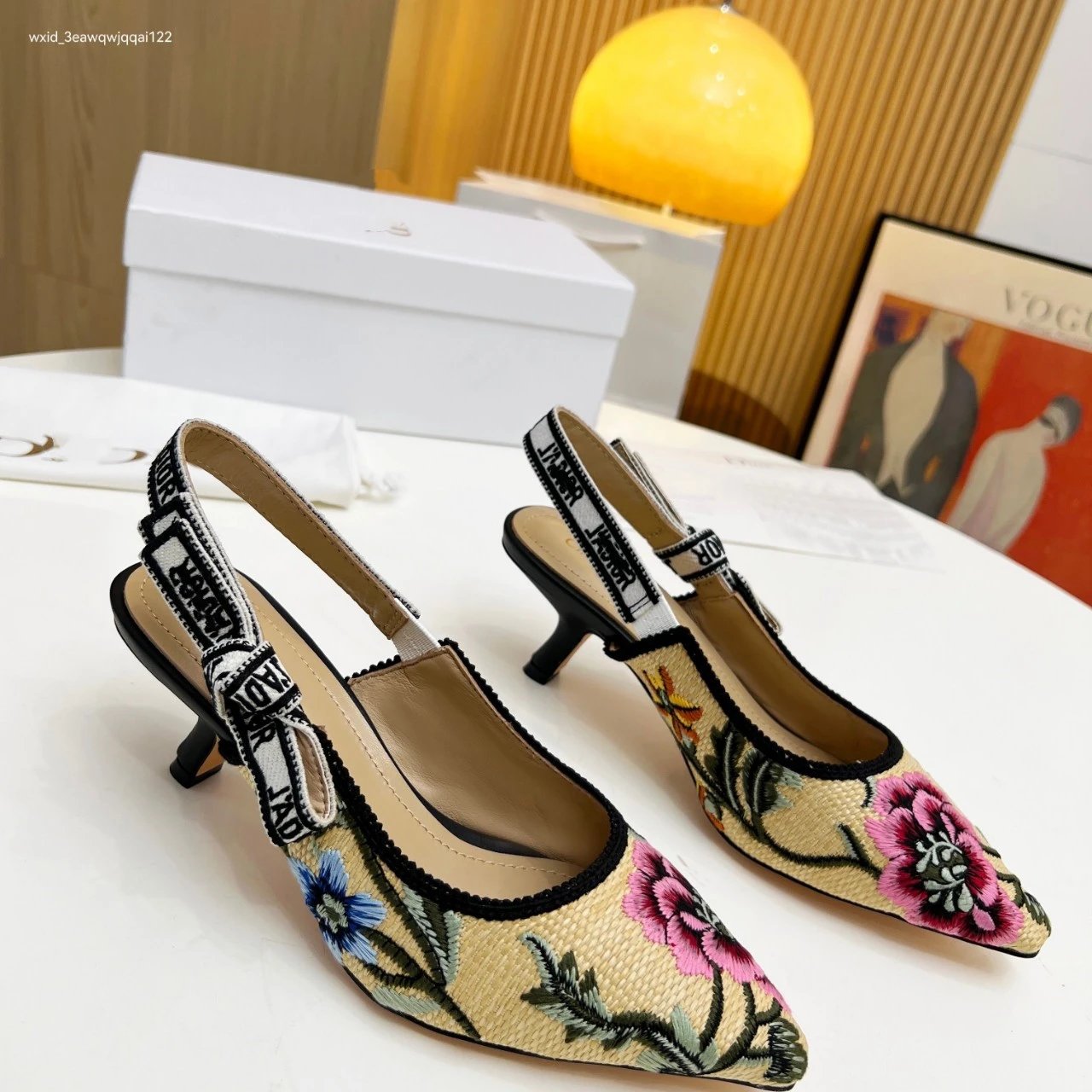 Dior J'Adior Floral Embroidered Slingback Kitten Heels - 2
