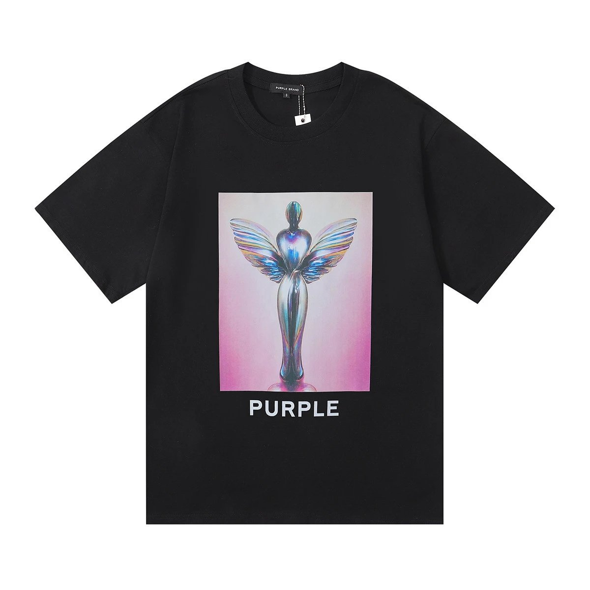 Purple Brand Purple Crowd Print Black T-Shirt - 9