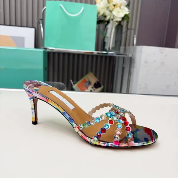 Design Multicolor Crystal-Embellished Mule Heels - 1