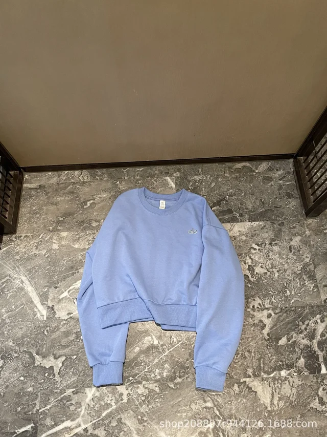Alo Hoodies & Sweatshirts Cropped crewneck sweatshirt with embroidered chest logo product detail image 10