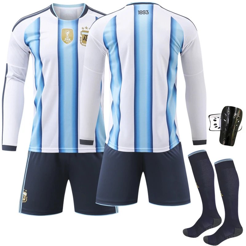 Design Argentina National Team 2022 Home Kit De Paul #7 Jersey Set Jersey - 3
