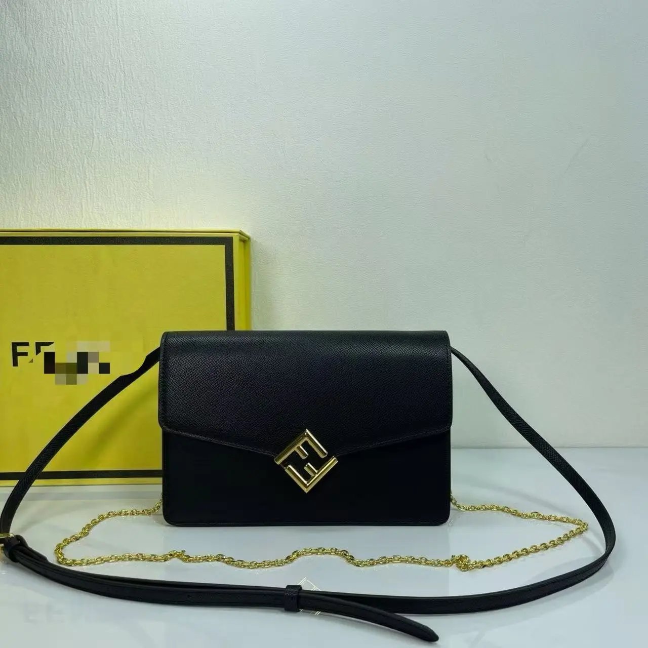 Fendi FF Logo Clutch in Burgundy with Gold Chain Strap Clutches - 2