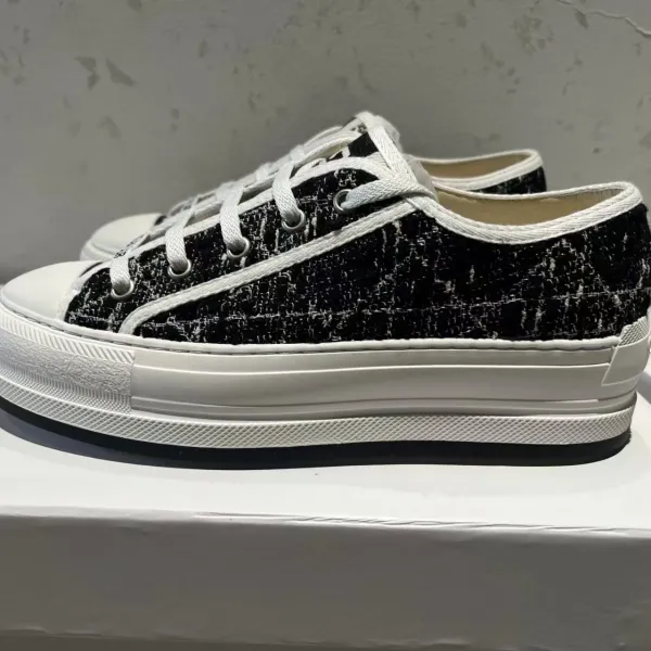 Dior B23 Tweed Platform Sneakers Black and White Chunky Sneakers - 4