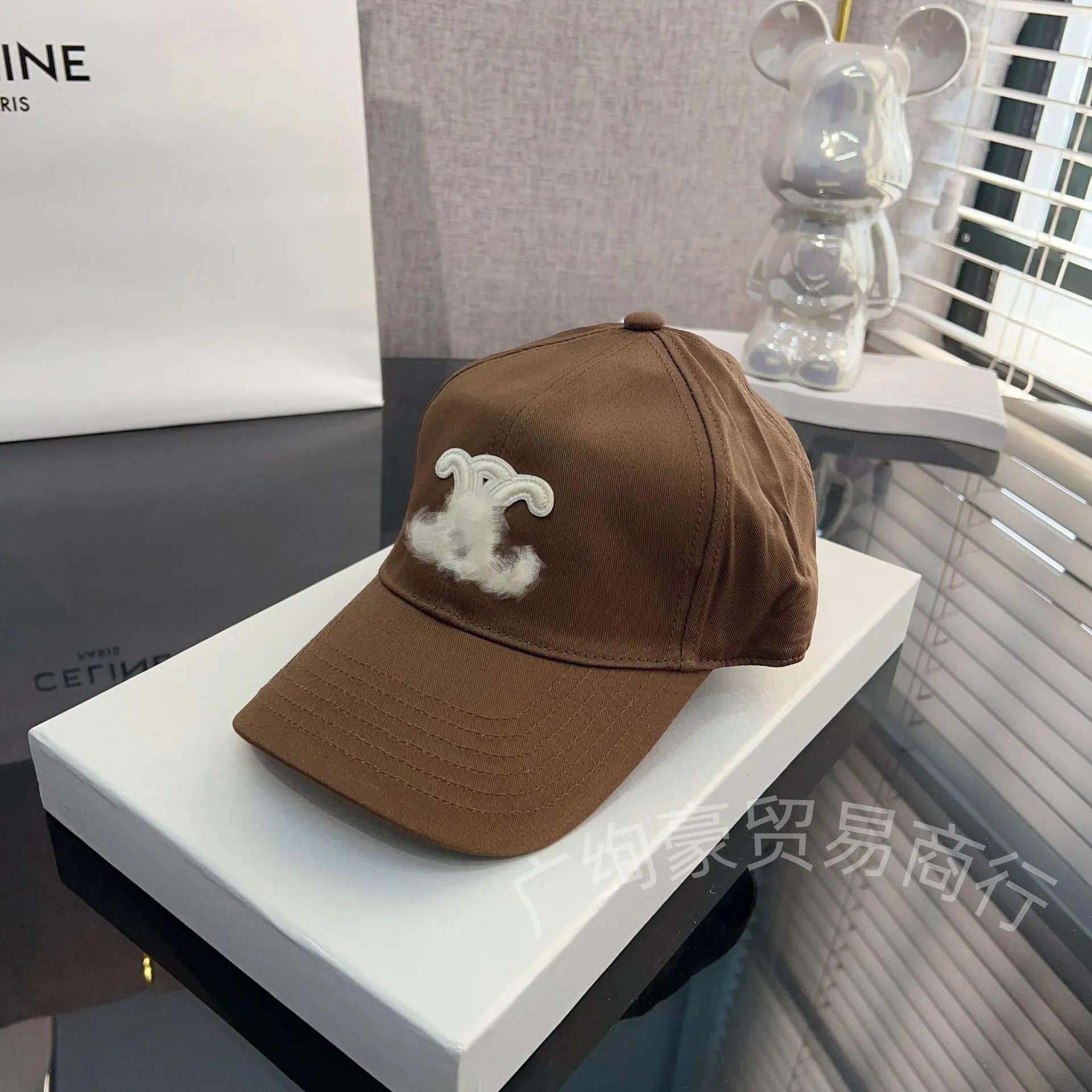 Design Abstract Ink Print White Baseball Cap - 8