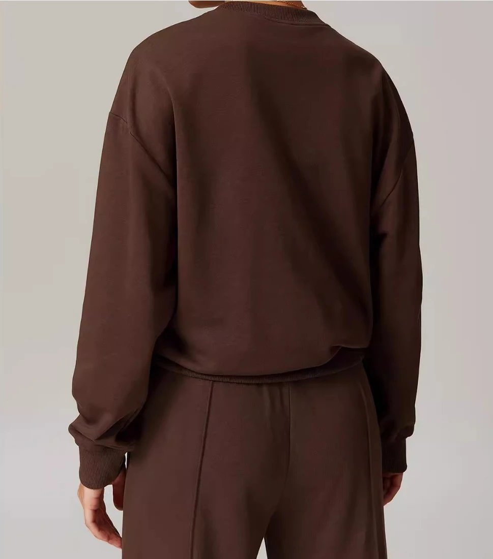 Alo Essential Crewneck Sweatshirt Brown Sweater - 6