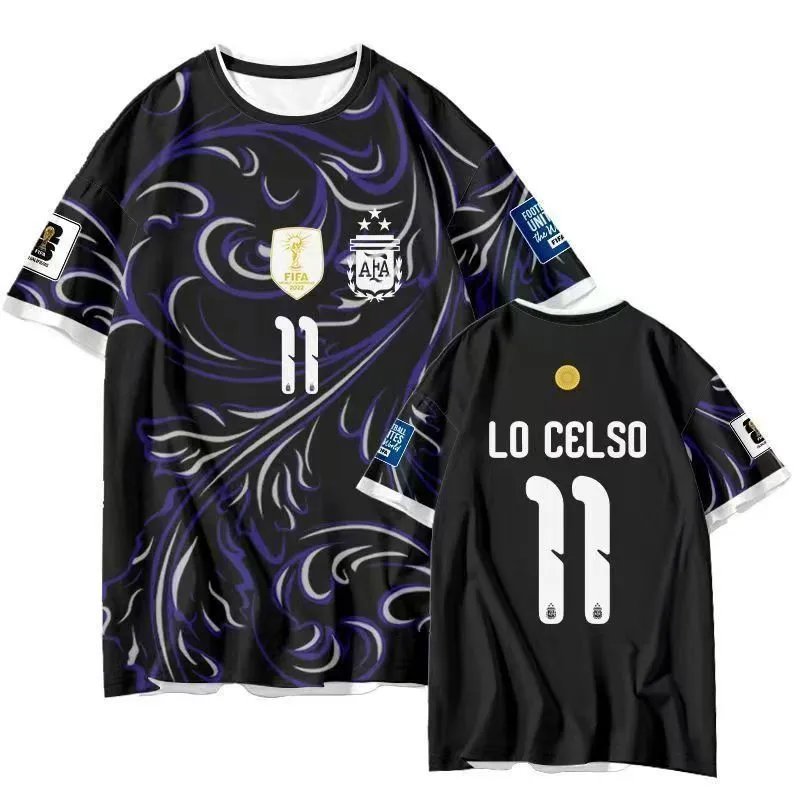 AFA Argentina National Team L. Martínez #22 Home Jersey Blue and White Striped Soccer Jersey - 6