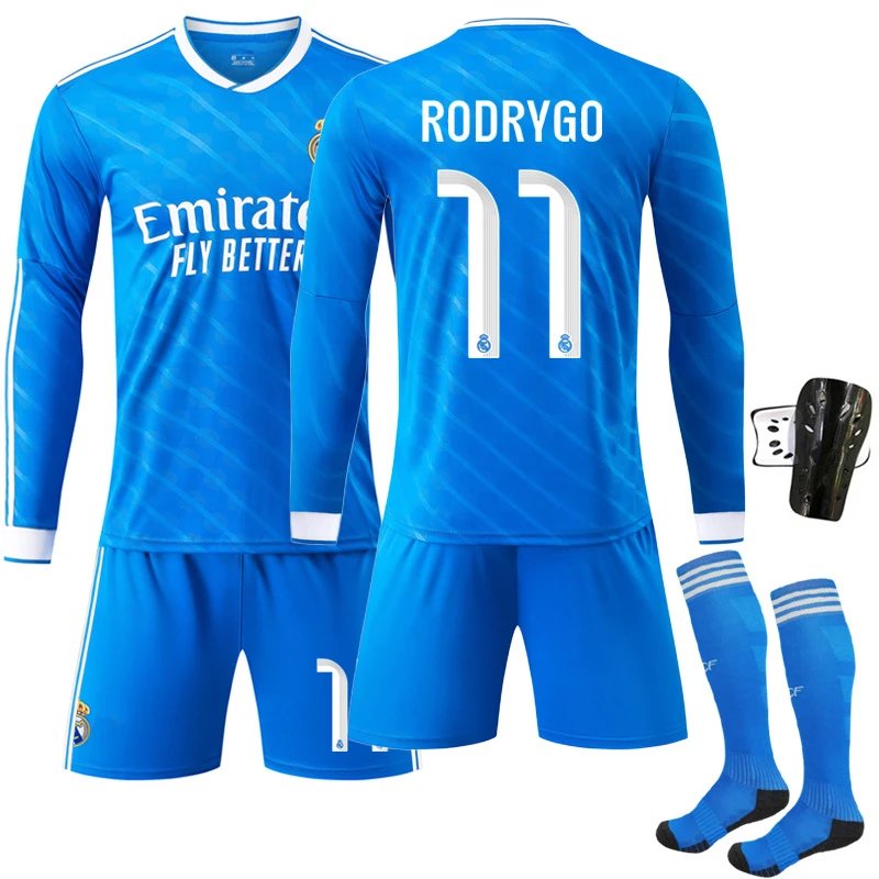 Real Madrid Valverde #8 Blue Away Kit Jersey Set - 7
