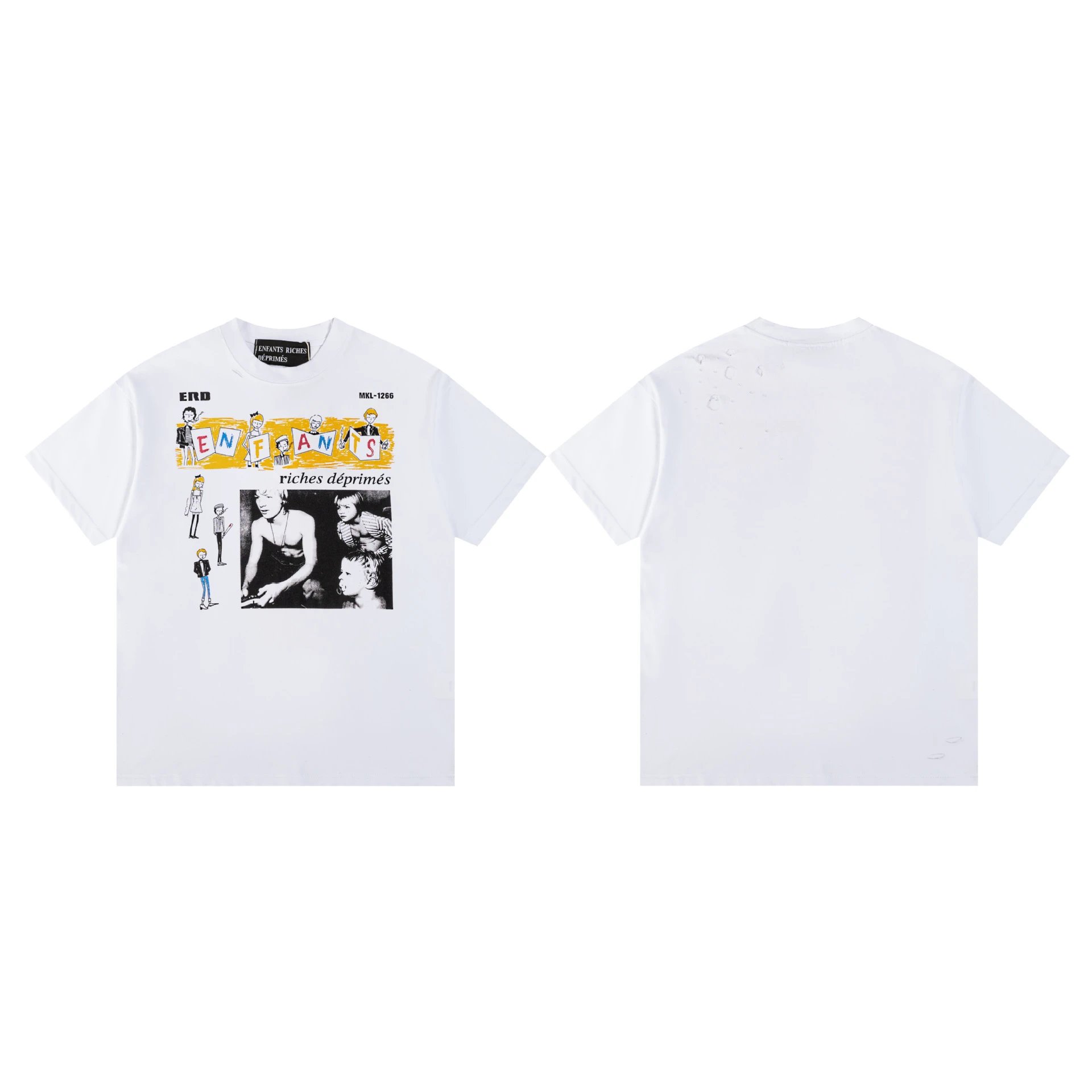 Enfants Riches Déprimés Newspaper Print Graphic T-Shirt White and Black - 14