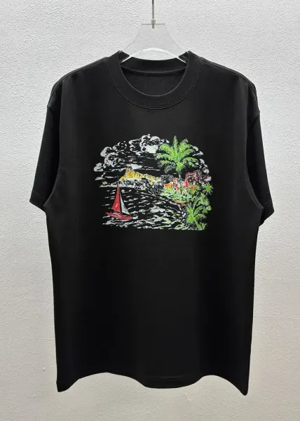 Design Tropical Sunset Graphic T-Shirt Black - 1