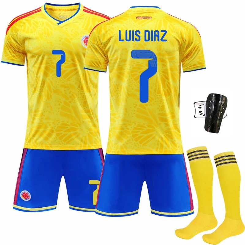 Design Colombia National Team Inspired Soccer Jersey Set Yellow Blue Jersey - 4