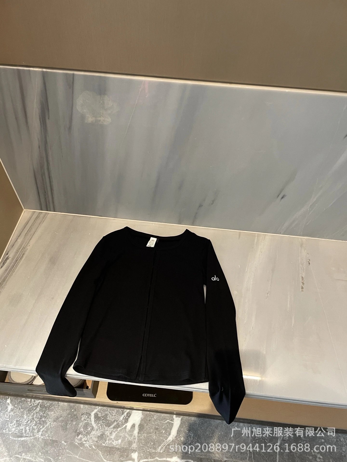 Alo Long Sleeve Ribbed Top Black Activewear - 6