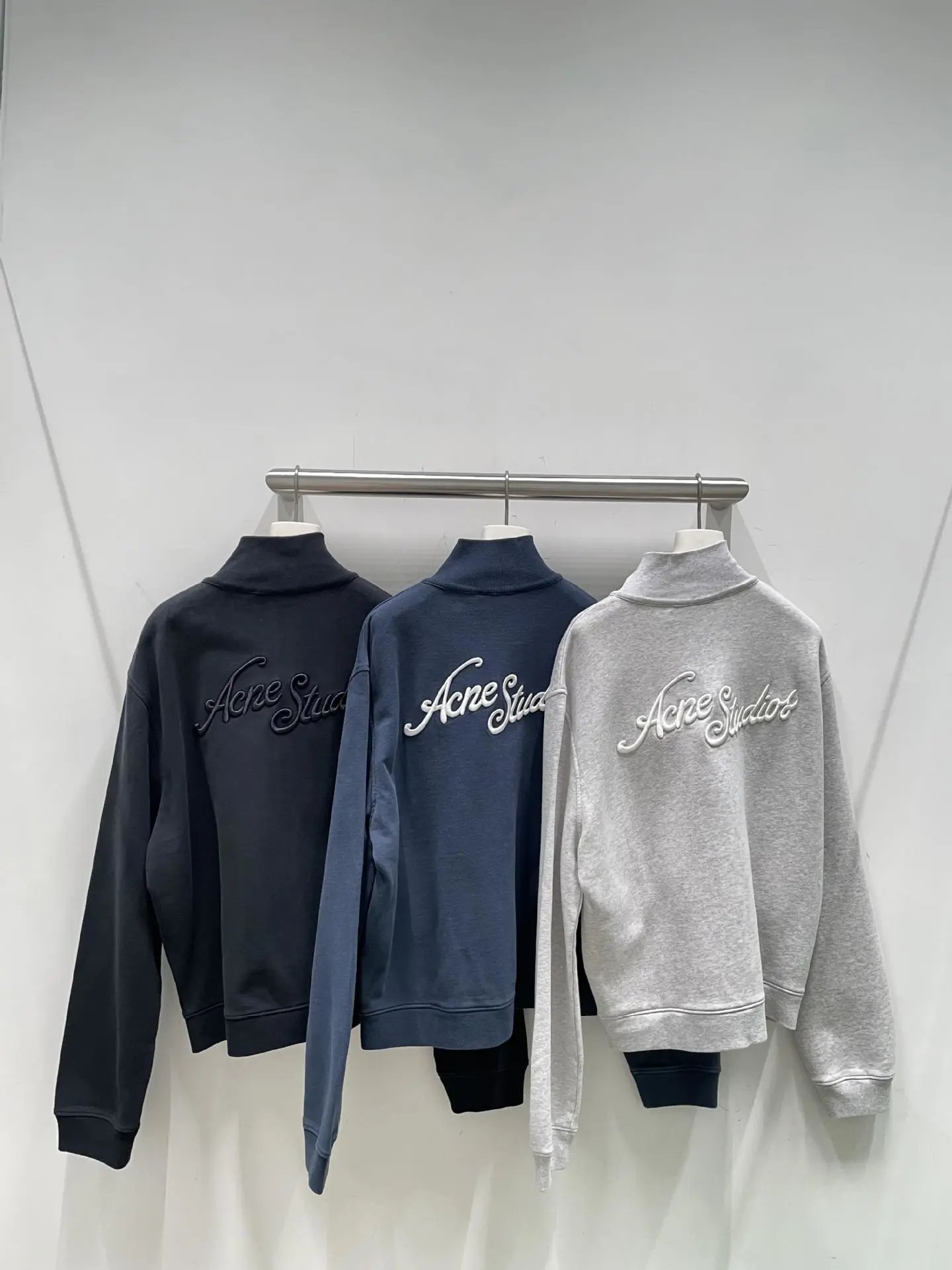 Acne Studios Logo-Embroidered Zip-Up Jacket Navy Outerwear Jacket - 35