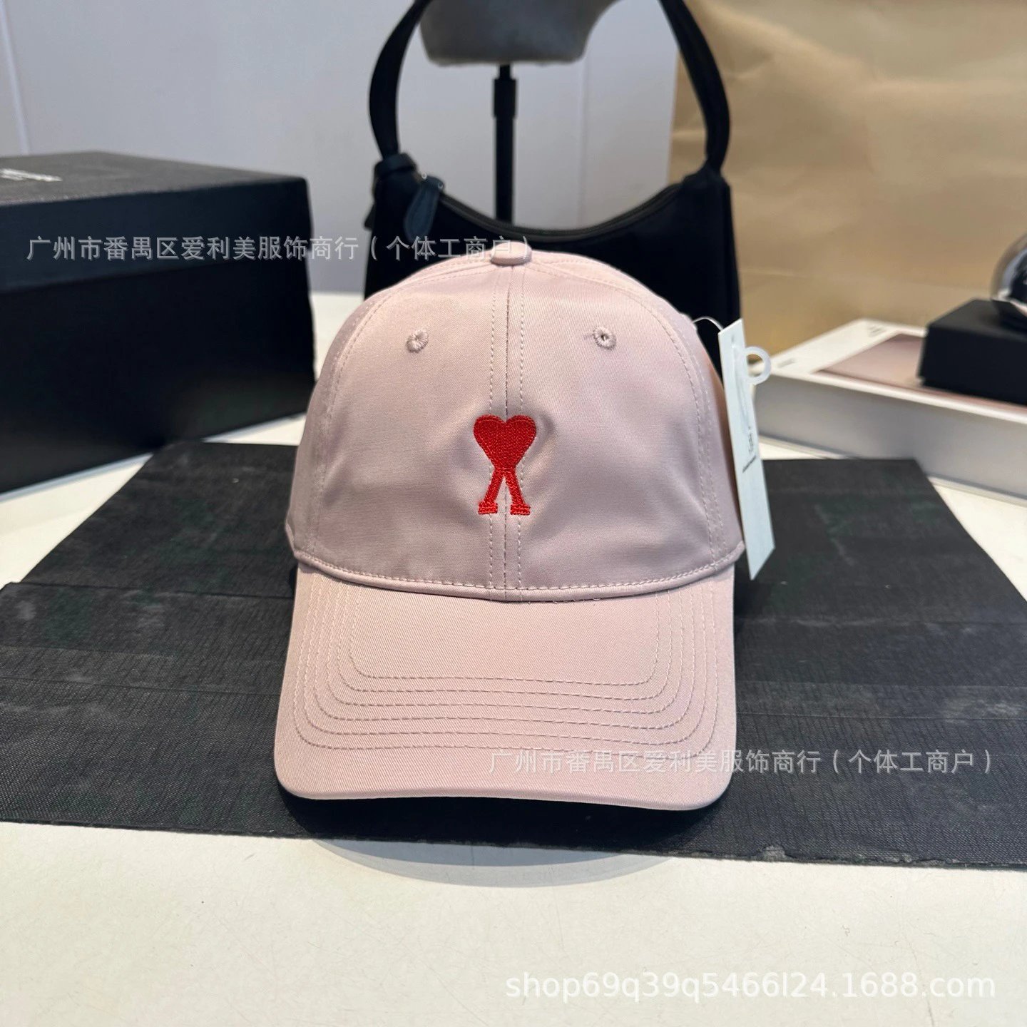 Comme des Garçons Play Heart Embroidered Black Baseball Cap - 6