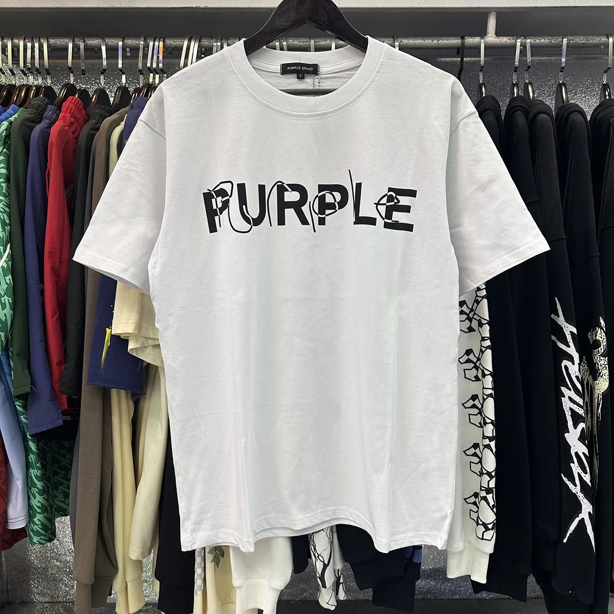Purple Brand Purple Crowd Print Black T-Shirt - 17
