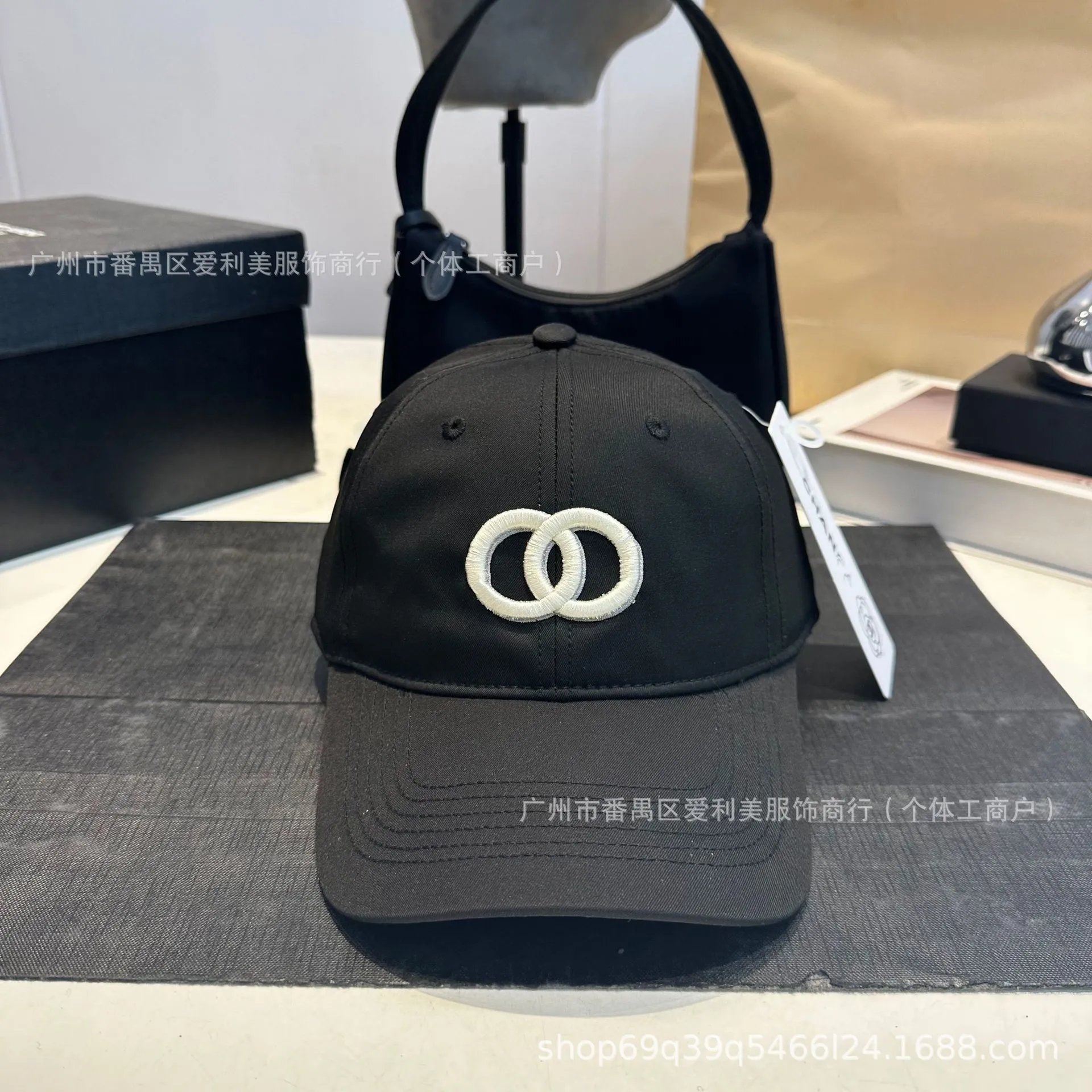 Chanel CC Logo Embroidered Black Baseball Cap - 9