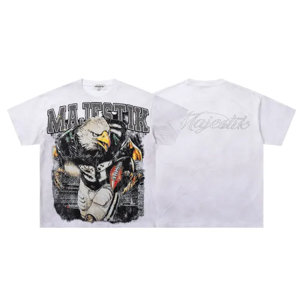 Design Majestik Eagle Football Graphic T-Shirt White T-Shirts - 1