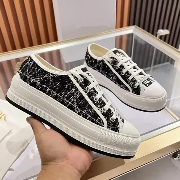 Dior B23 Tweed Platform Sneakers Black and White Chunky Sneakers - 6