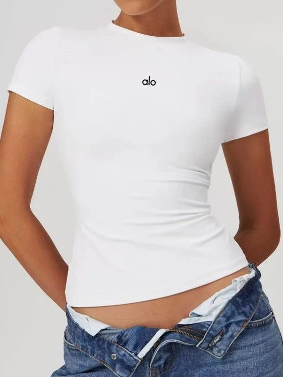 Alo Reflective High-Neck Crop Top Brown Activewear Set - 6