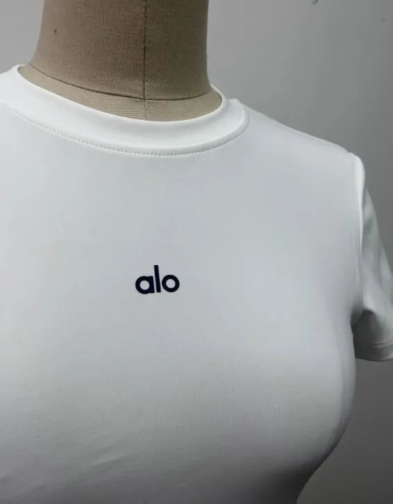 Alo Reflective High-Neck Crop Top Brown Activewear Set - 15