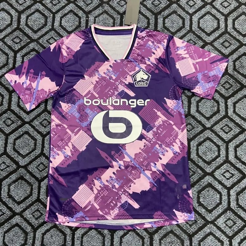 Design LOSC Lille x Boulanger 2023-24 Third Jersey Purple Cityscape Print Jersey - 1