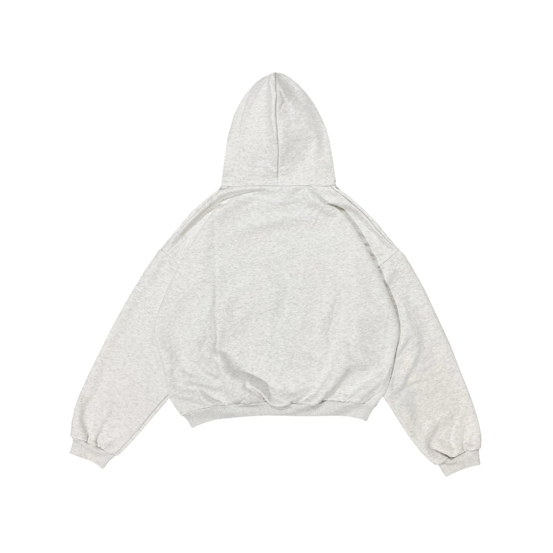 Design Cyrillic Print Cropped Hoodie Gray - 4