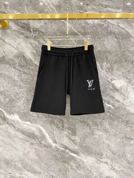 Louis Vuitton Monogram Embroidered Logo Shorts Black - 1