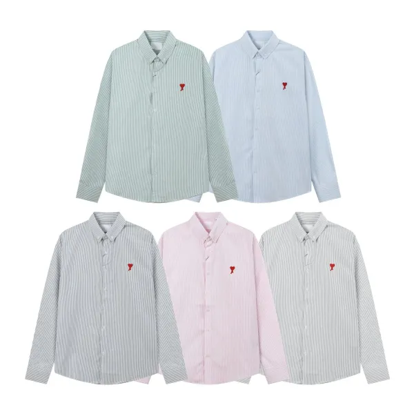 AMI Paris Heart Logo Oxford Shirt Light Blue - 18