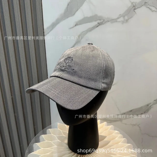Unbranded Hats Embroidered Crown Herringbone Baseball Cap product detail image 3