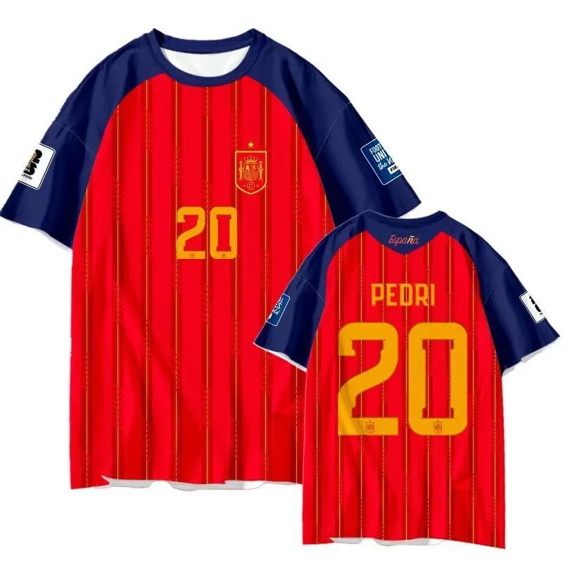 Design Spain National Team Lamine Yamal #19 Jersey Red / Blue Jersey - 12