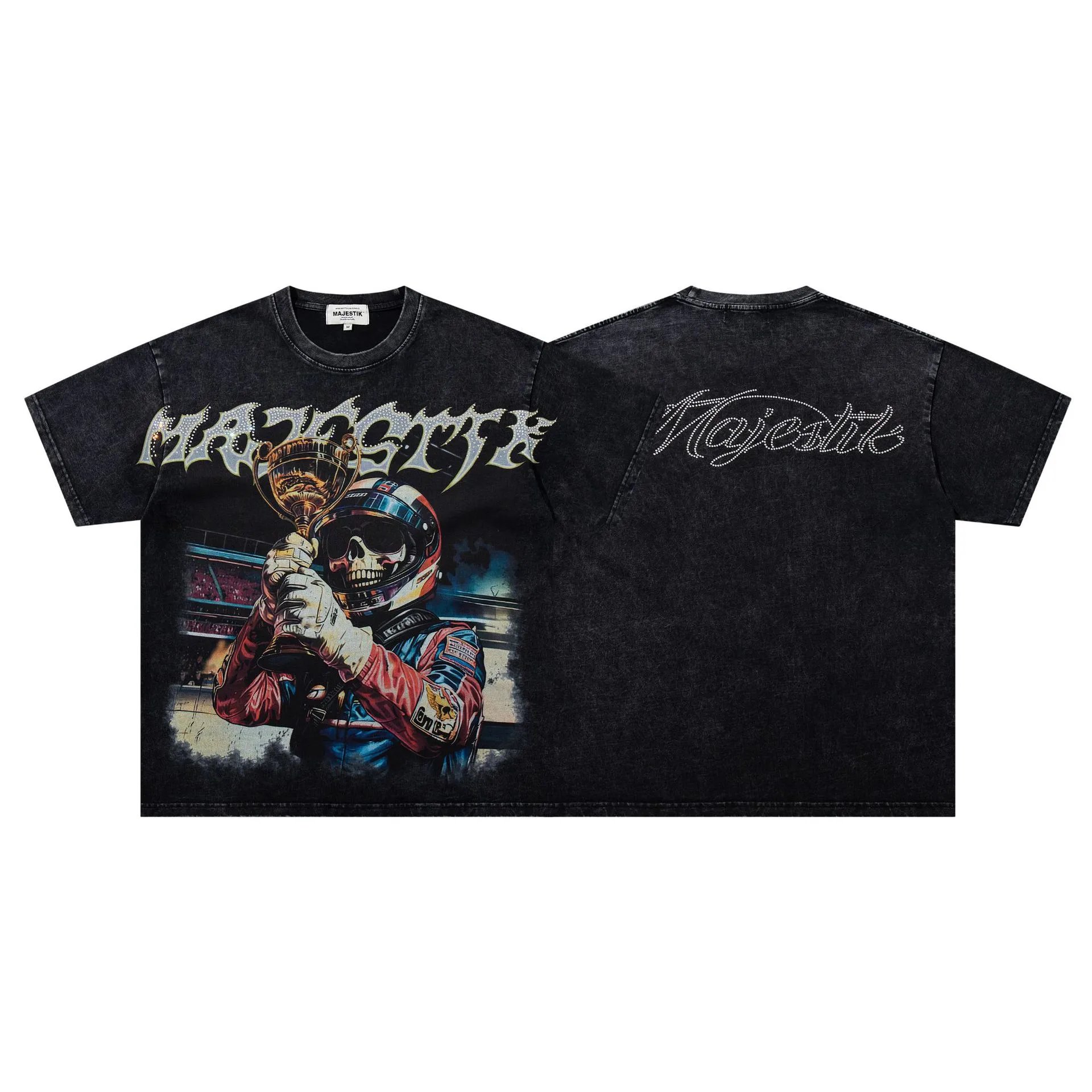 Design Majestik Racing Street Legends Oversized Graphic T-Shirt Black T-Shirts - 28
